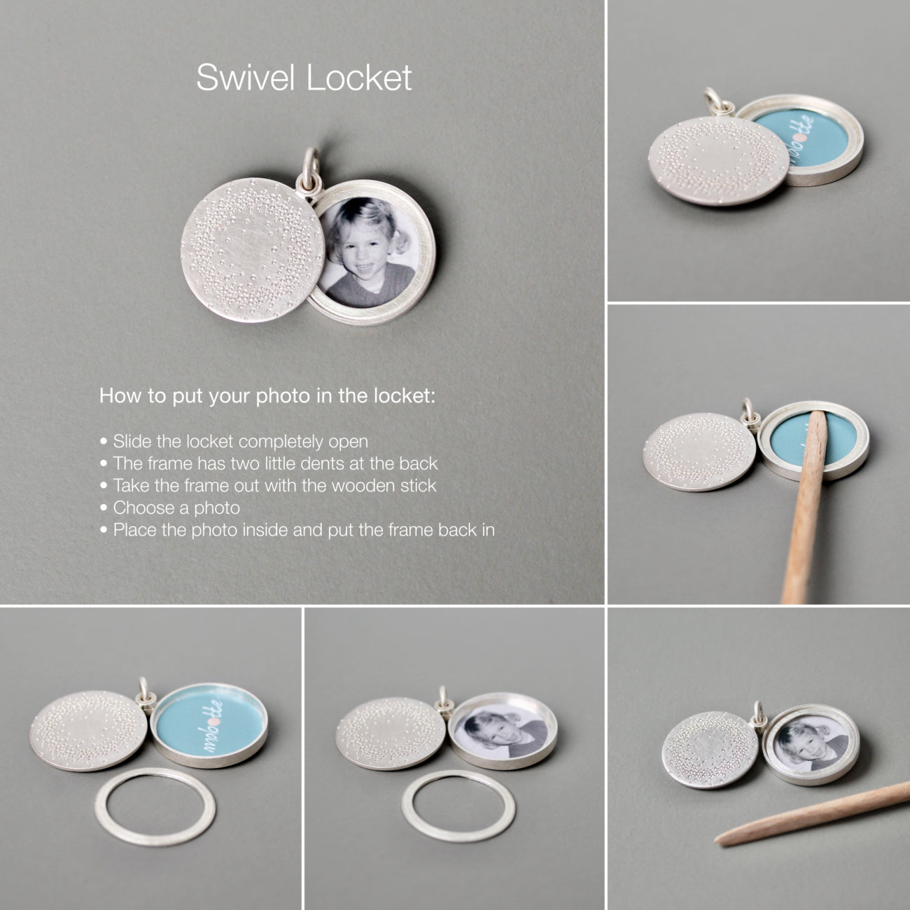 solid sterling silver keychain locket with infinity sign for one photo