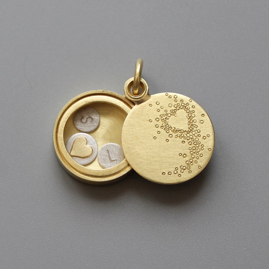 Glas Medaillon Gold zum Befüllen mit Herz