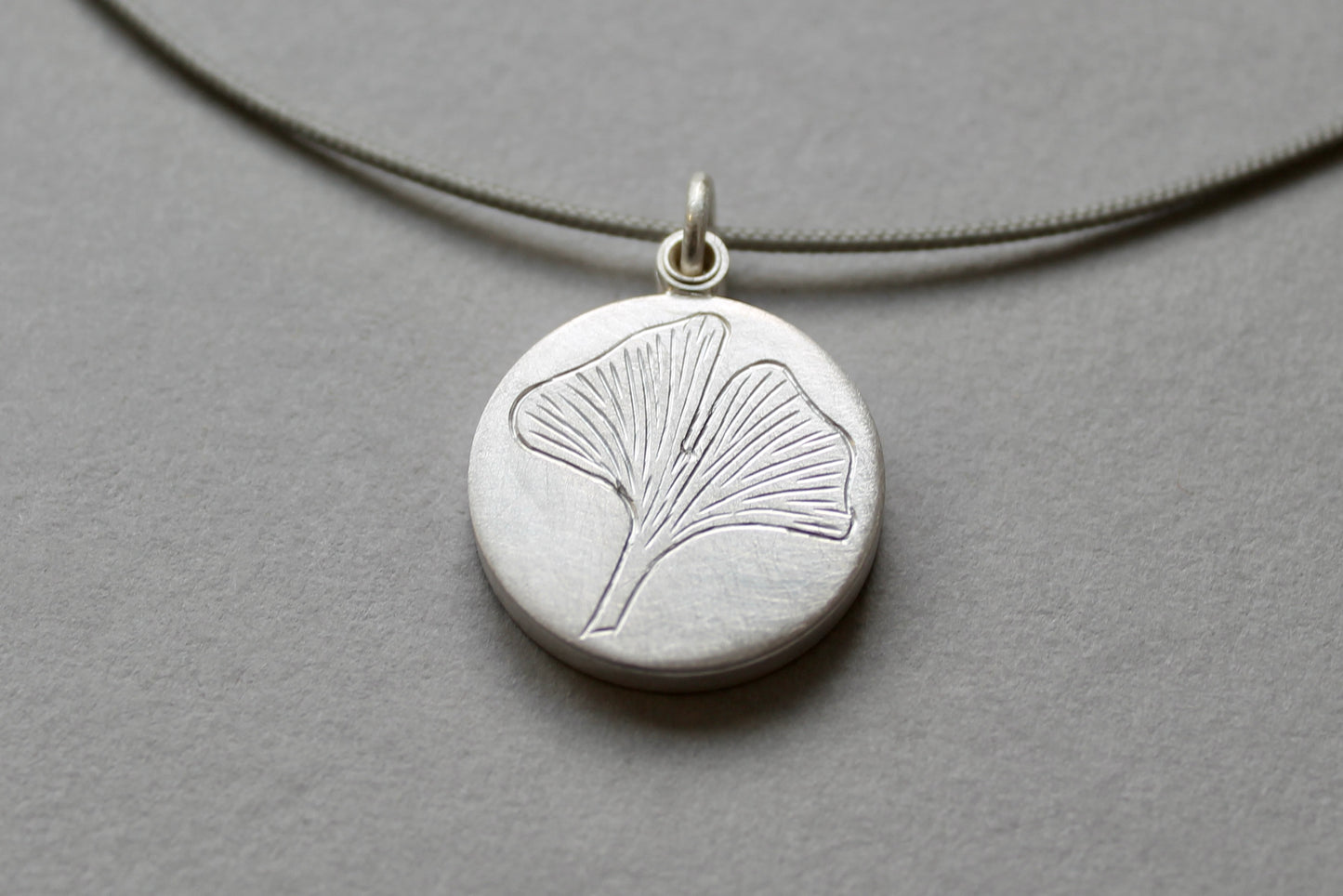 sterling silver picture locket with gingko leaf