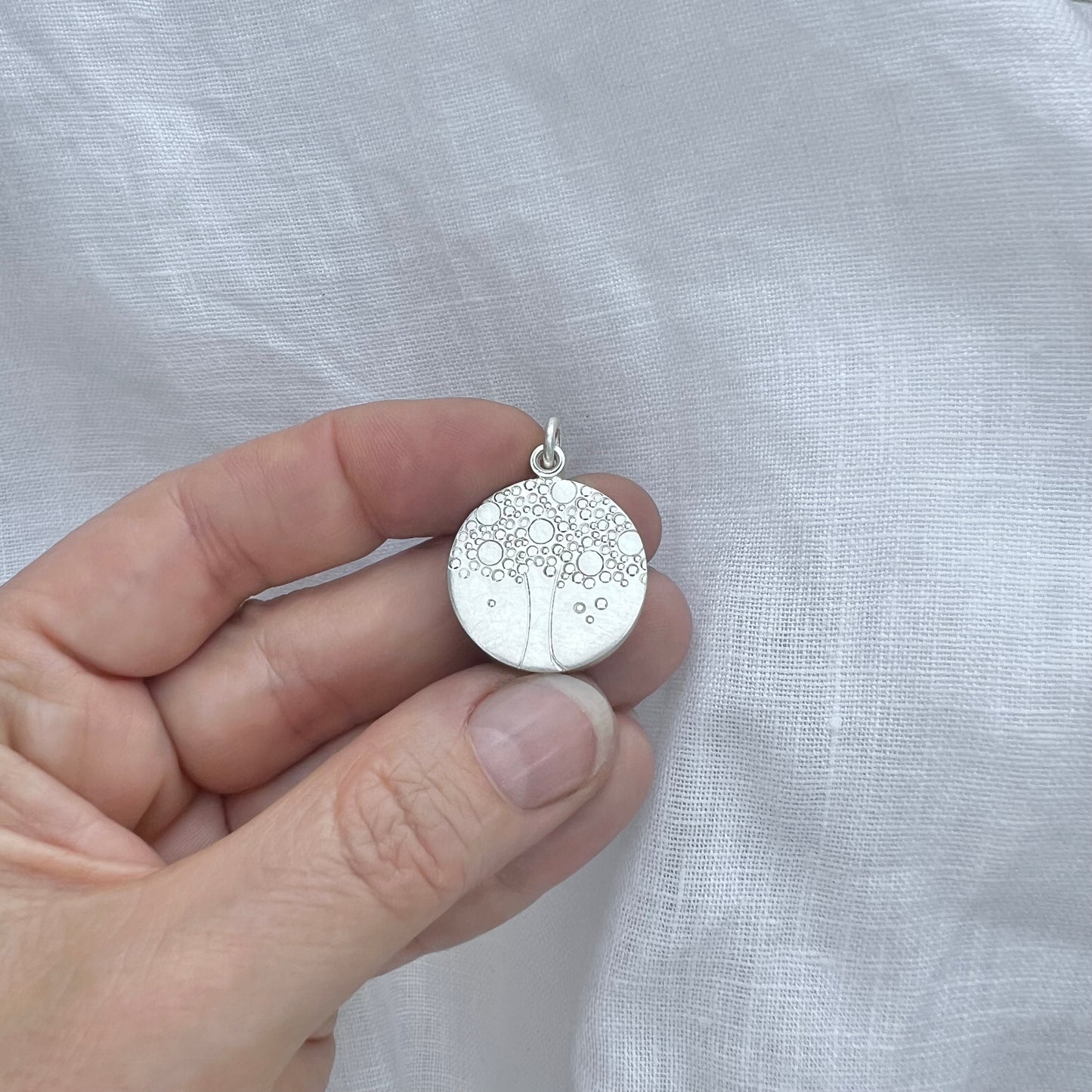 Lebensbaum Medaillon für ein Foto in Sterling Silber