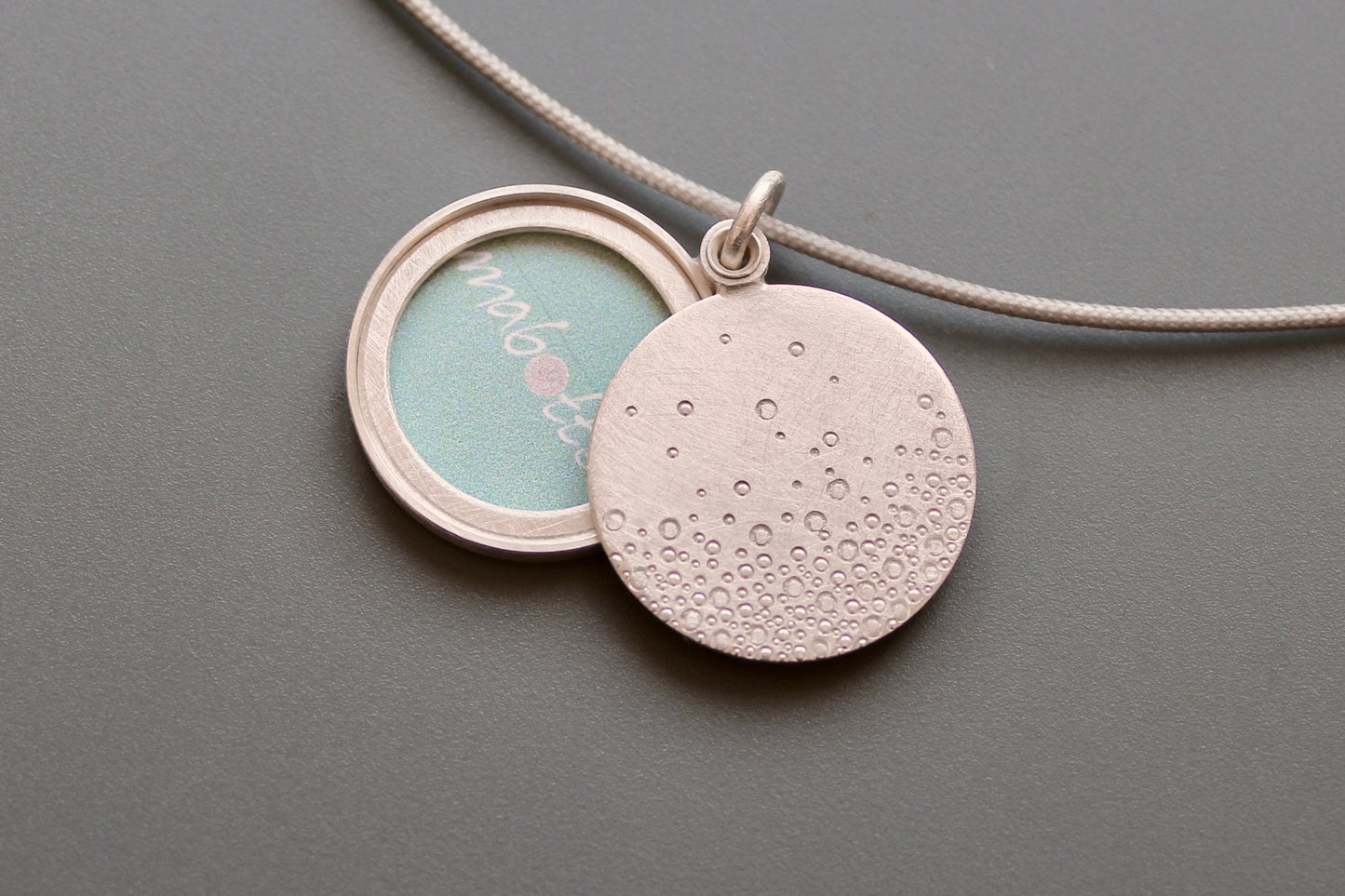 modern Photo locket handmade locket in sterling silver bubbles