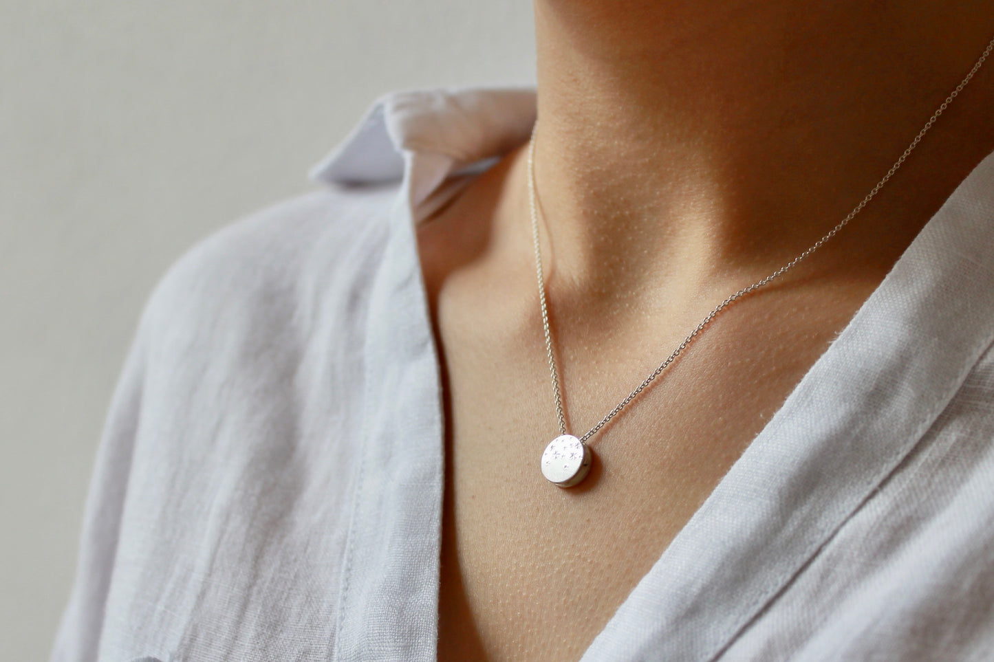 romantische Sternenhimmel Kette mit doppelseitigem Anhänger aus Sterling Silber