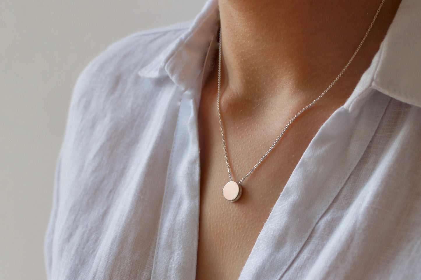 minimalist pendant necklace in sterling silver with semicolon
