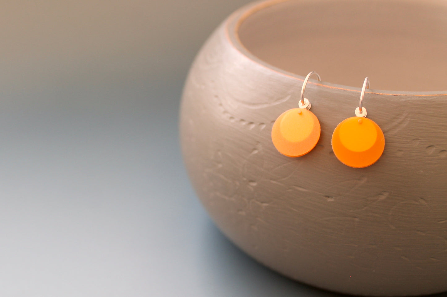 leuchtende Ohrhänger Sterling Silber Kunststoff Orange