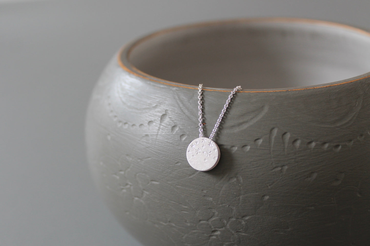 romantische Sternenhimmel Kette mit doppelseitigem Anhänger aus Sterling Silber