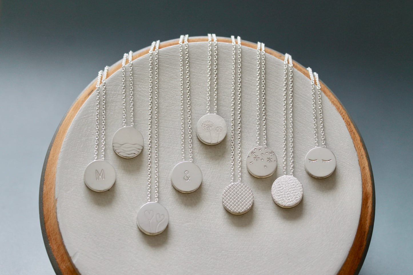 minimalist pendant necklace in sterling silver with semicolon