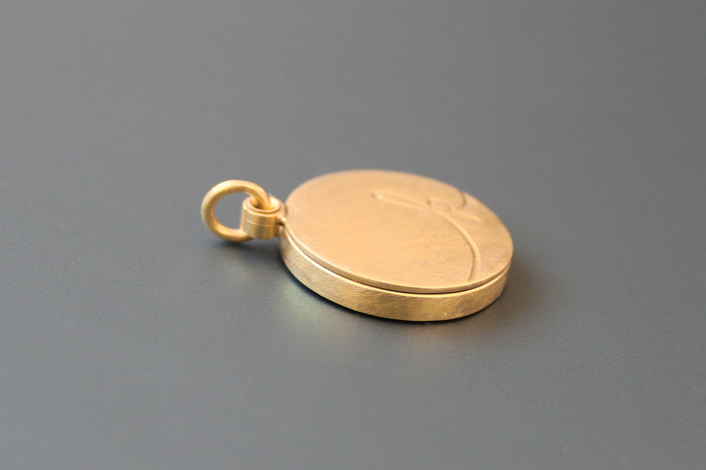 unique golden locket for one photo with custom initial