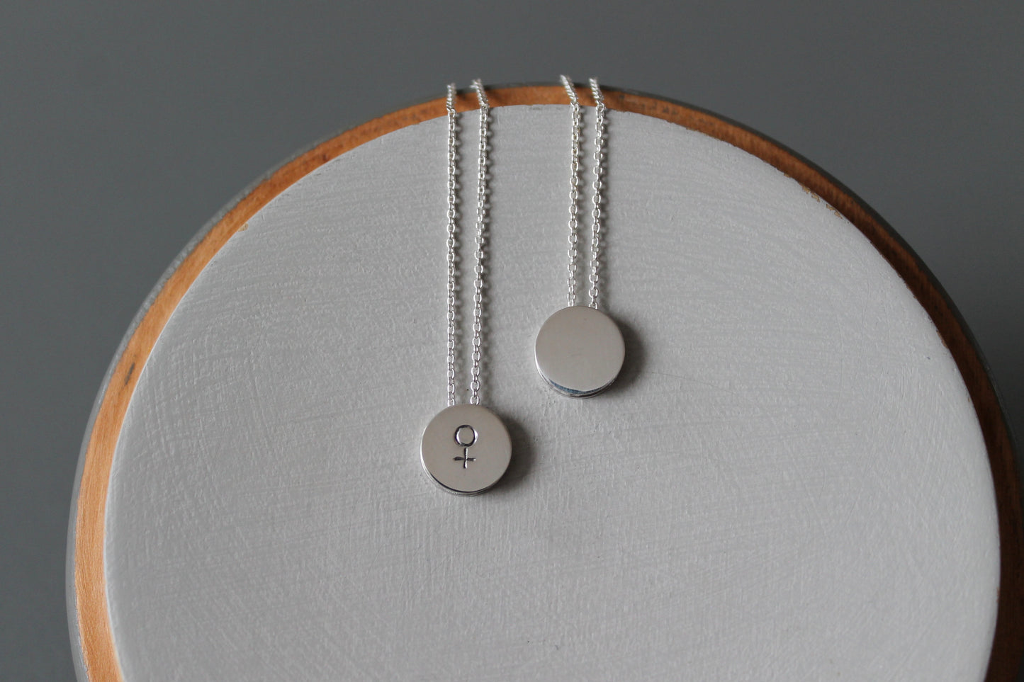minimalist pendant necklace in sterling silver with semicolon