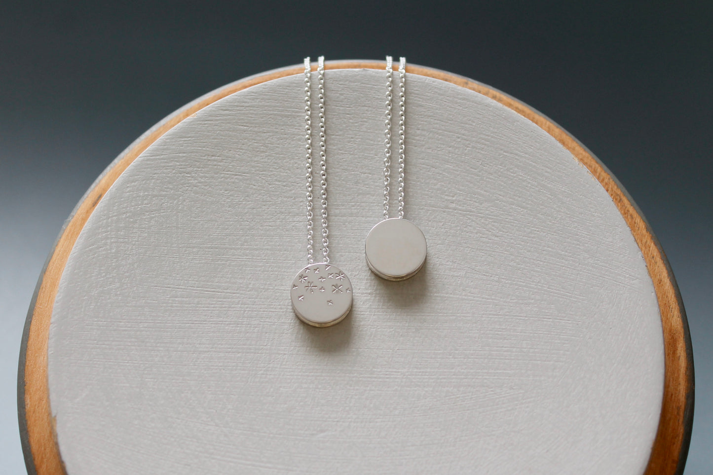 romantische Sternenhimmel Kette mit doppelseitigem Anhänger aus Sterling Silber