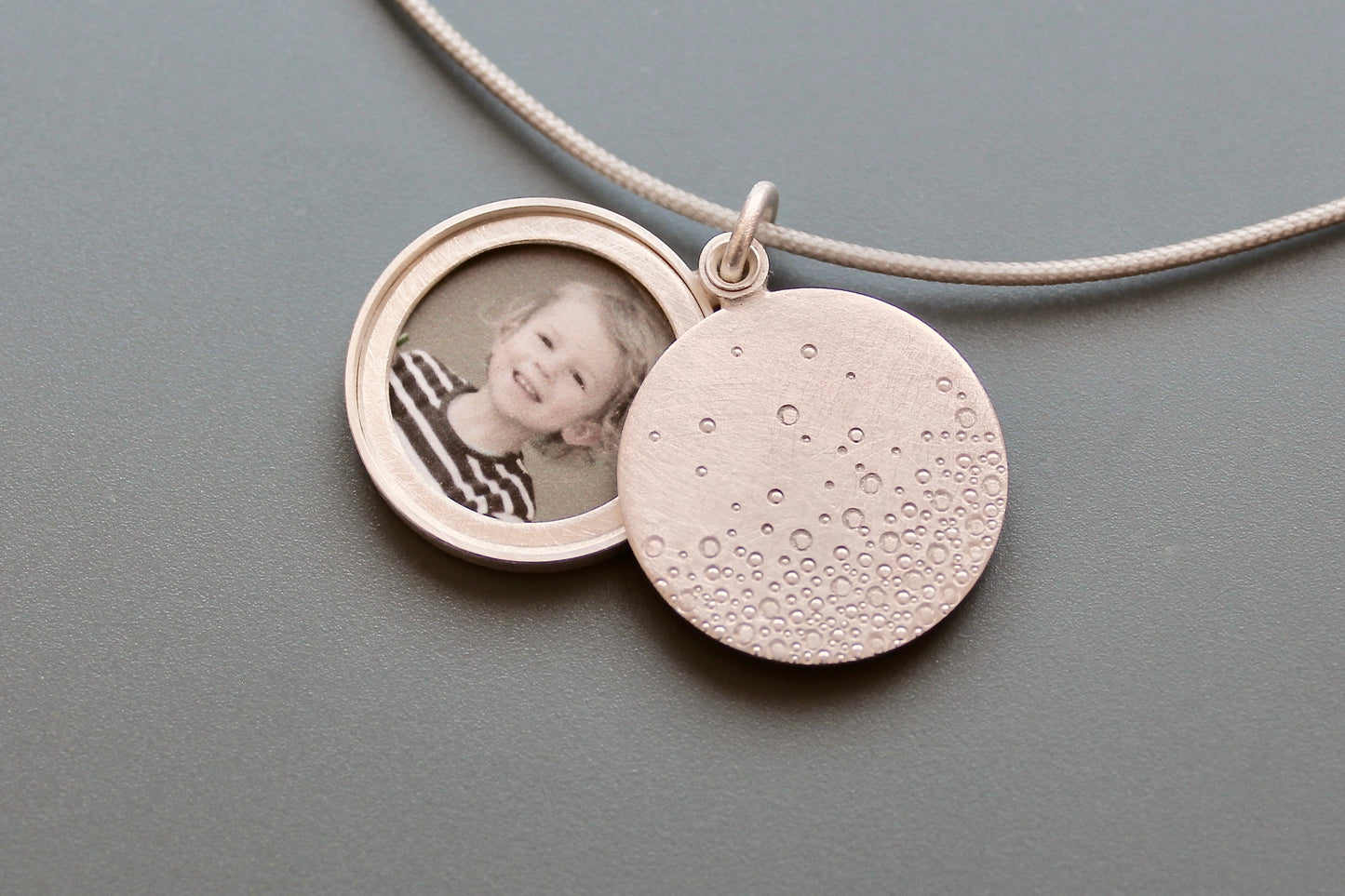 modern Photo locket handmade locket in sterling silver bubbles