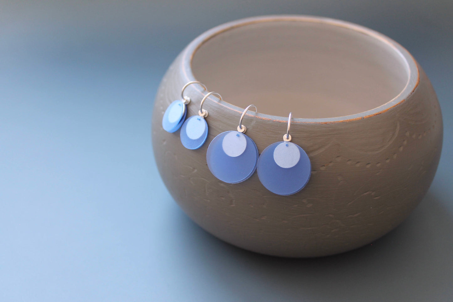 leichte Ohrhänger Sterling Silber Kunststoff Blau