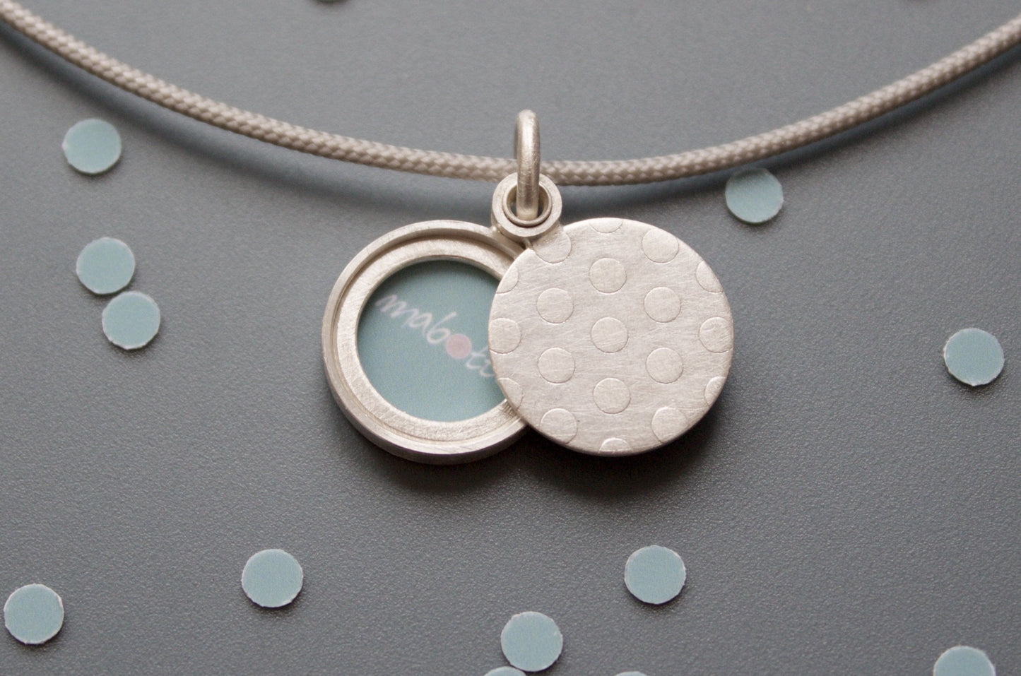mabotte Medaillon für ein Foto mit Polka Dots aus Sterling Silber