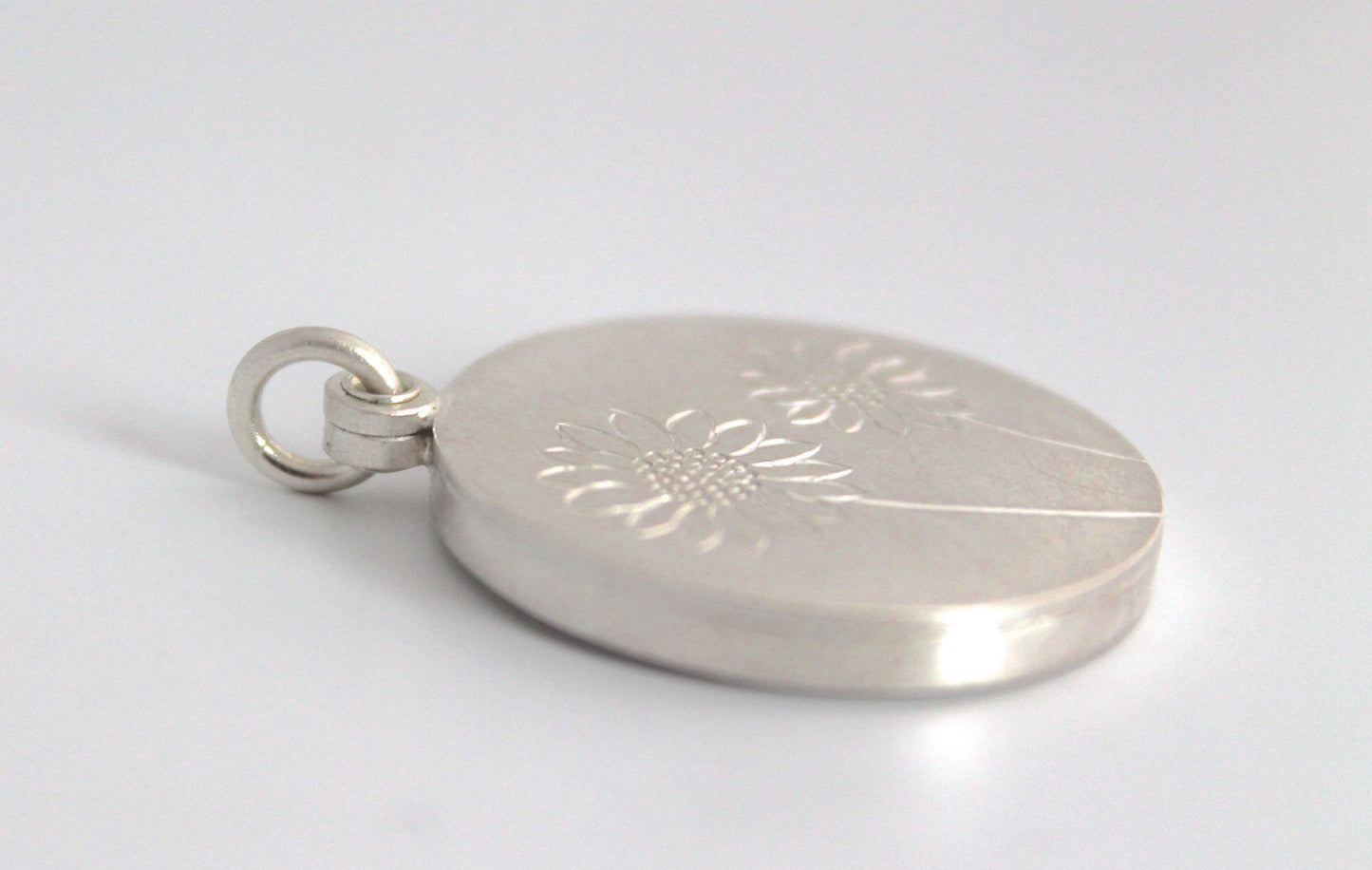 florales Medaillon für ein Foto mit Sonnenblumen aus Sterling Silber