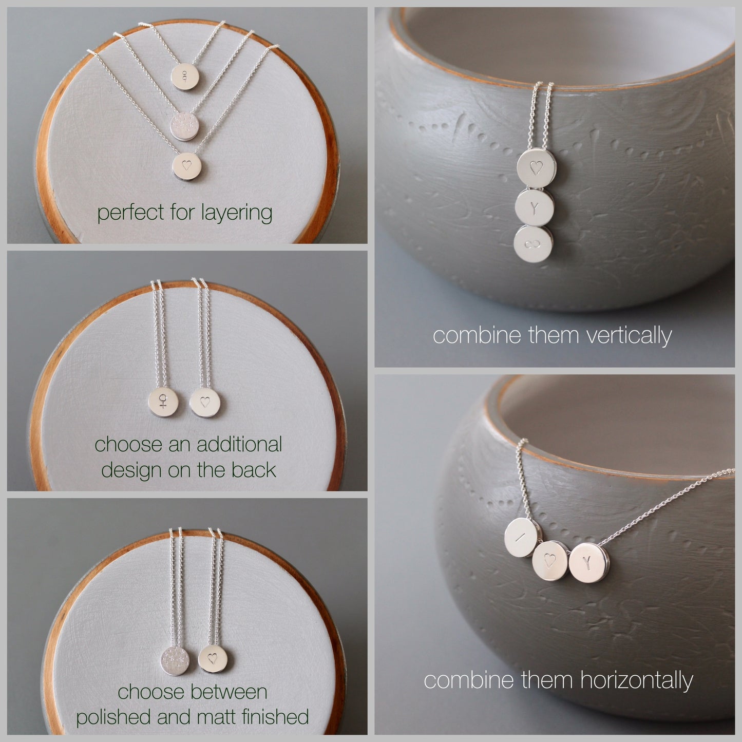 Sonne & Mond Kette mit Anhänger, Wende-Halskette Silber und Gold