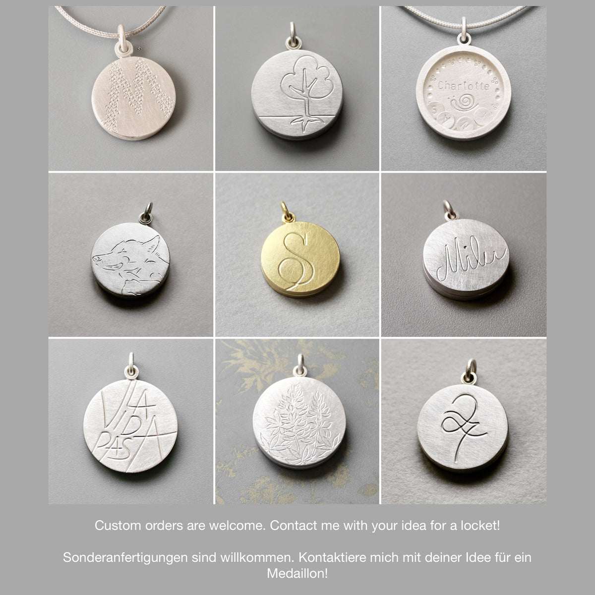 Fotomedaillon aus 750 Gold mit verspielten Details