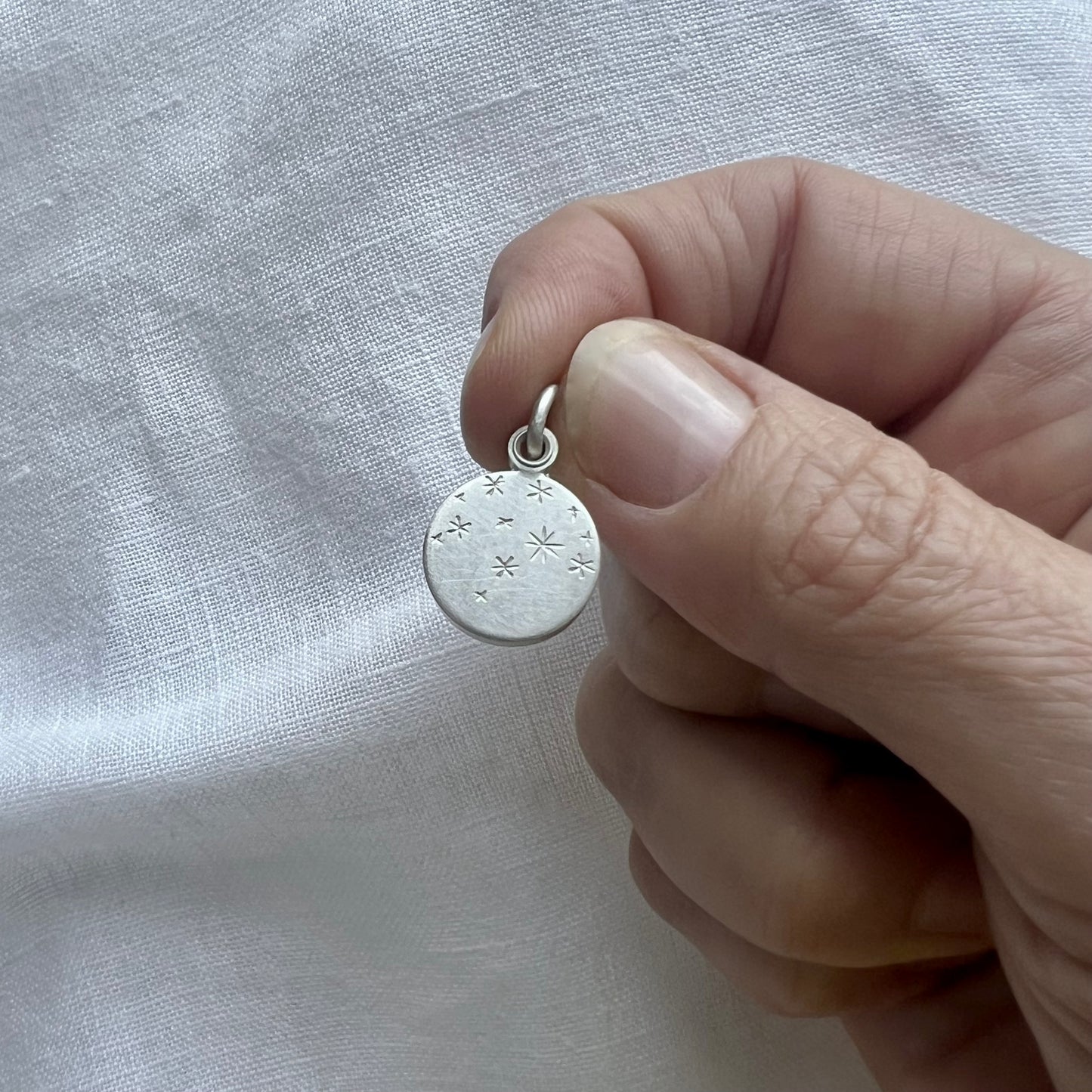 romantisches Sterne Medaillon für ein kleines Foto aus Sterling Silber