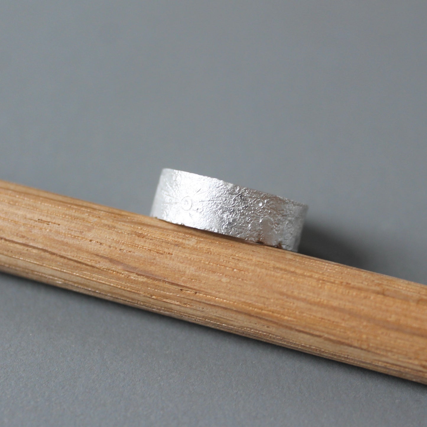 solid sterling silver unisex moon texture ring