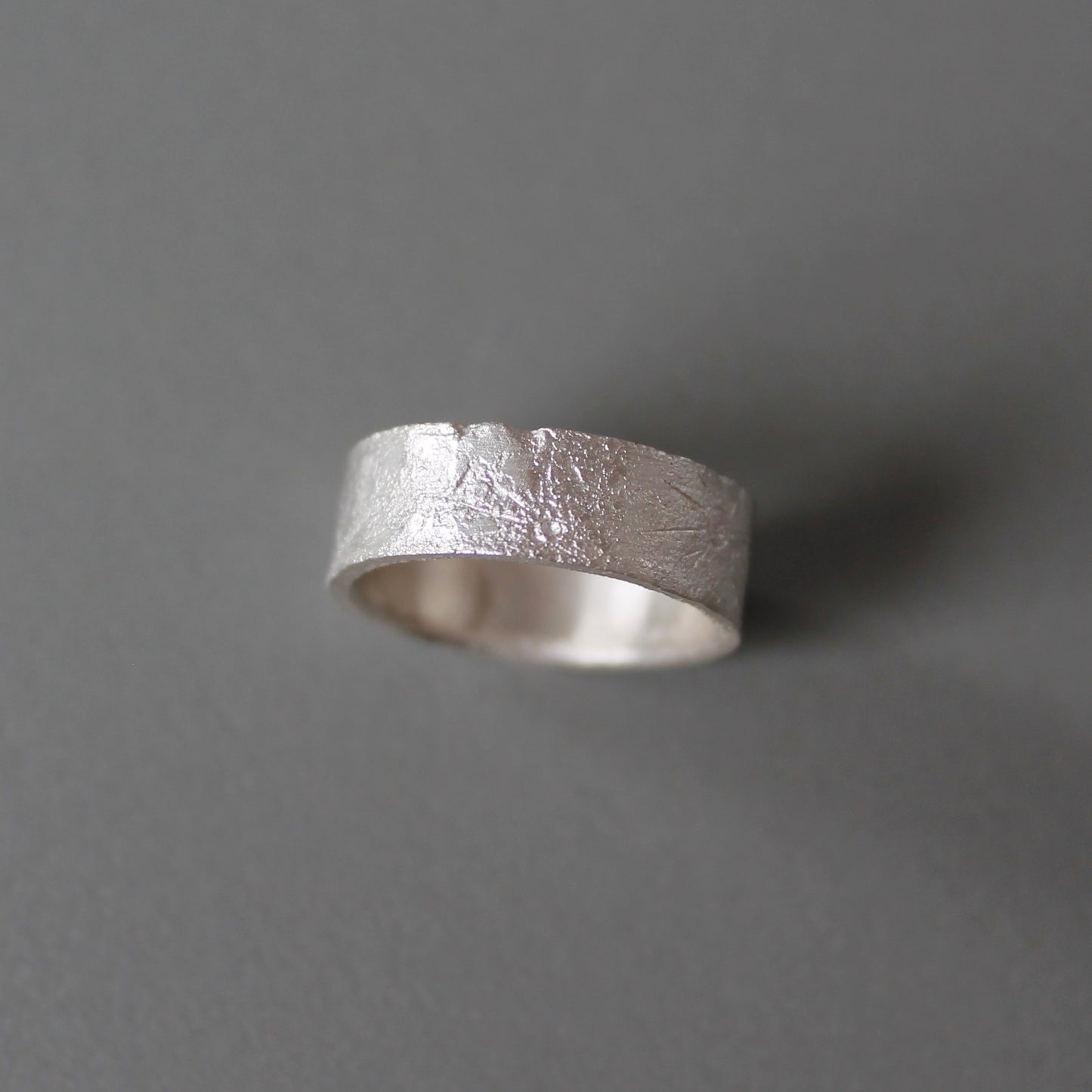 solid sterling silver unisex moon texture ring