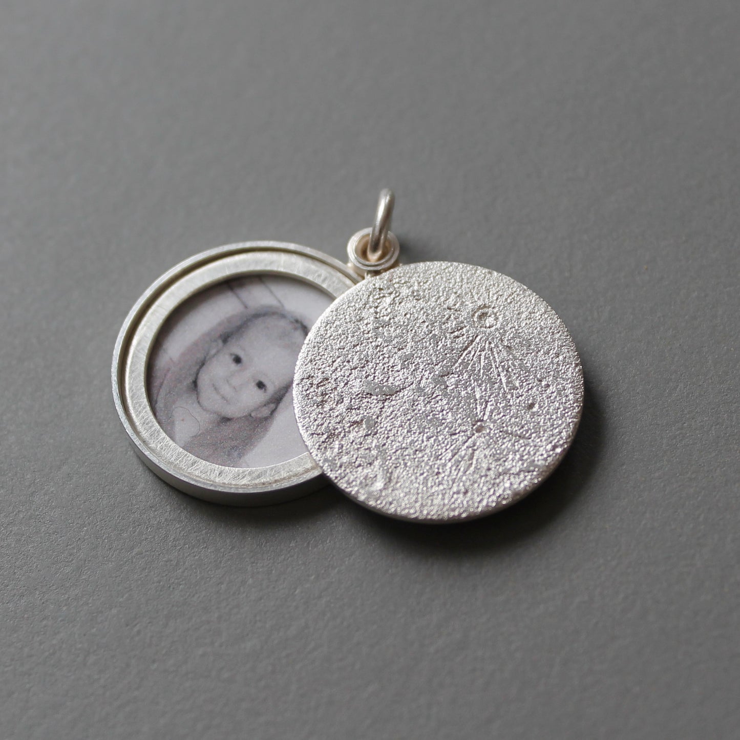 solid sterling silver lunar locket for photo