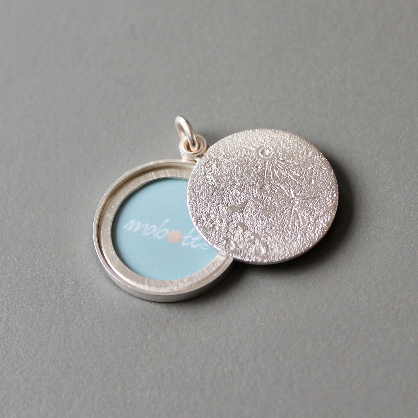 solid sterling silver lunar locket for photo