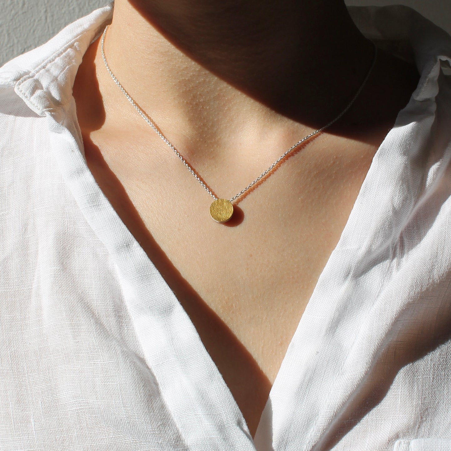 Sonne & Mond Kette mit Anhänger, Wende-Halskette Silber und Gold