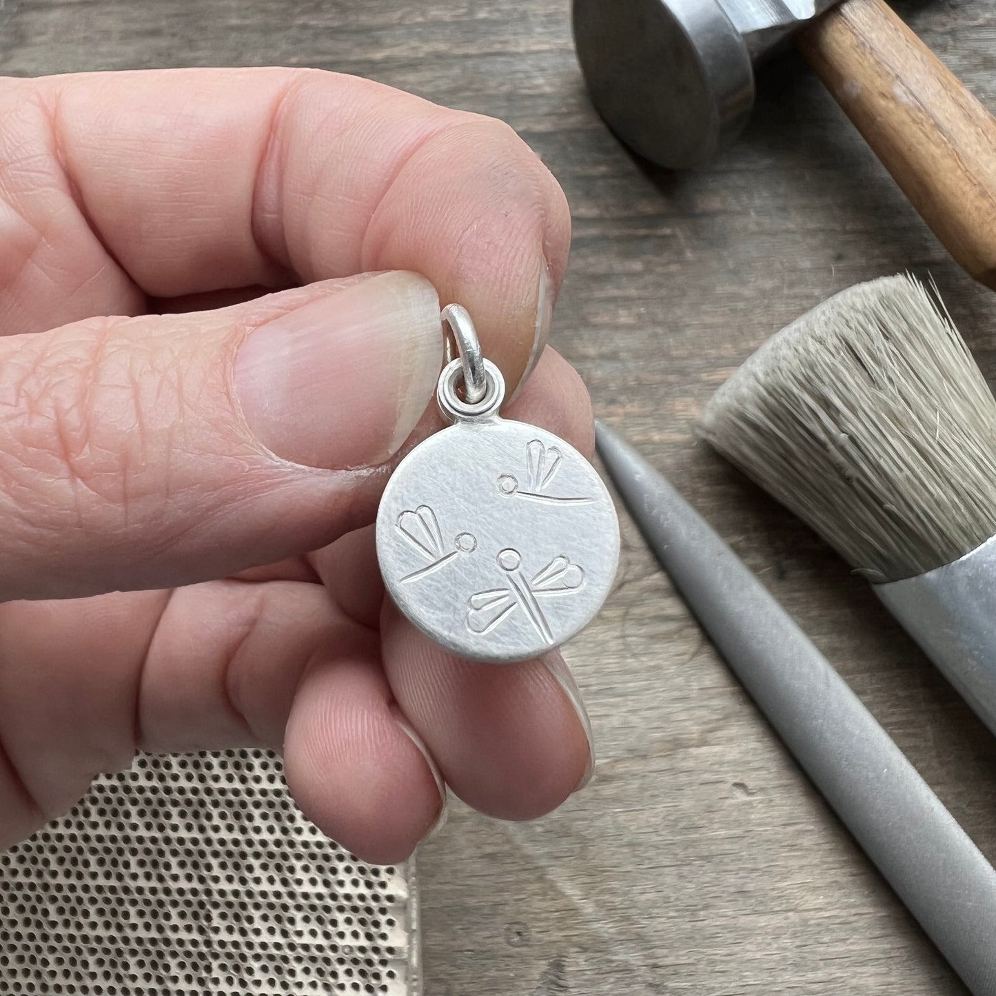 Medaillon für ein kleines Foto mit Libellen Sterling Silber 