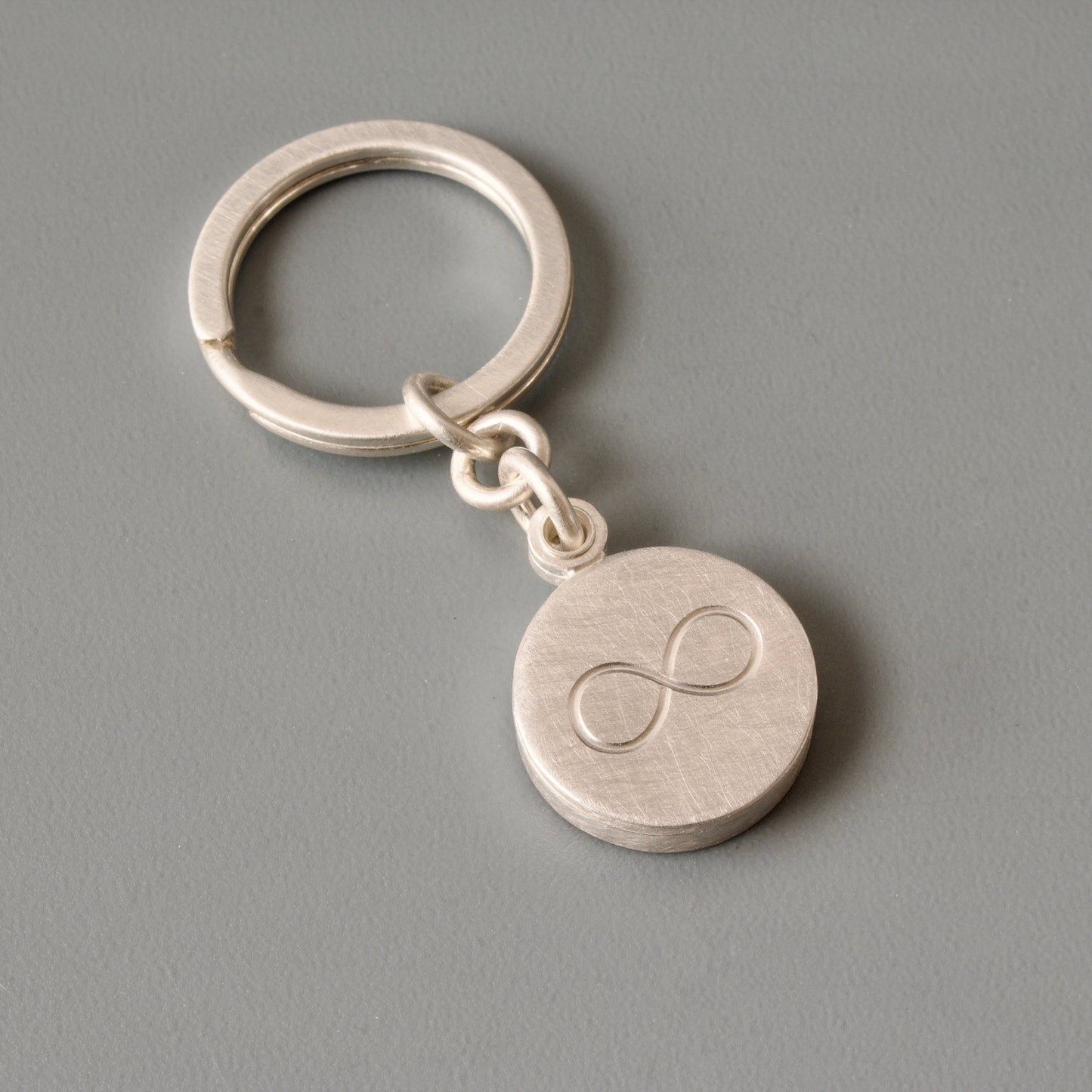 solid sterling silver keychain locket with infinity sign for one photo