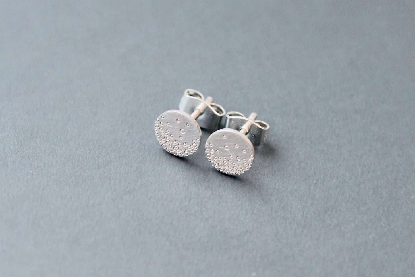 dainty elegant ear studs sterling silver with bubbles design