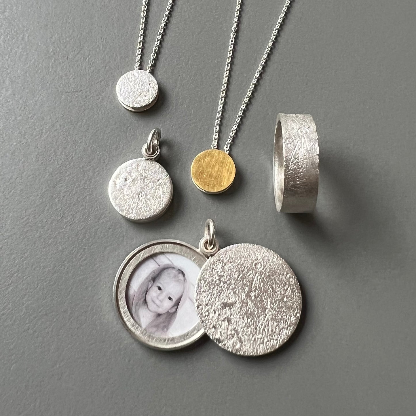 solid sterling silver lunar locket for photo