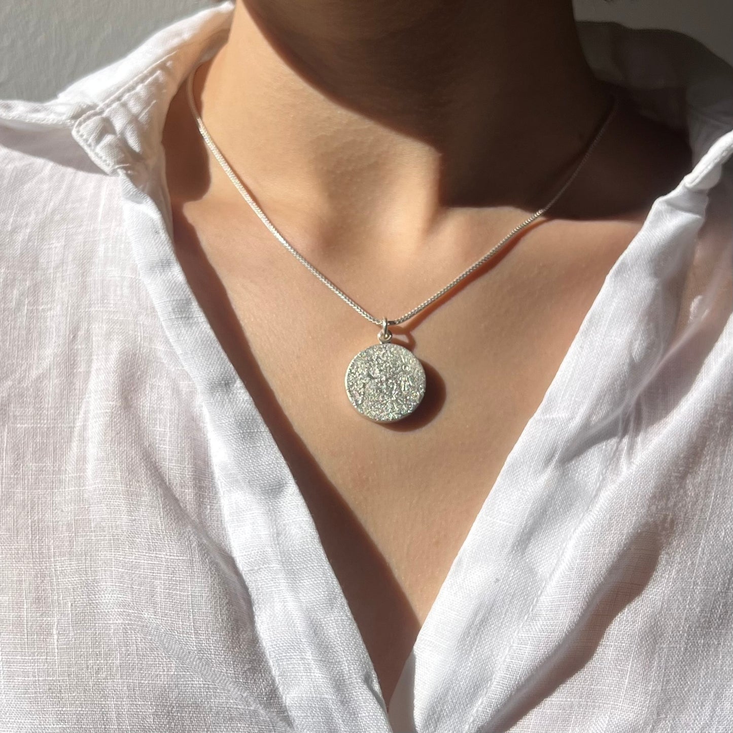 solid sterling silver lunar locket for photo