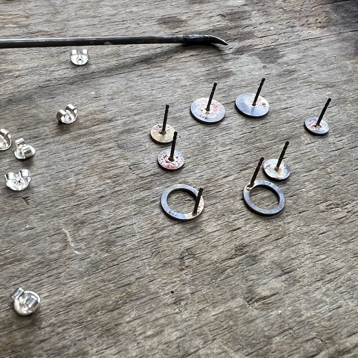 dainty elegant ear studs sterling silver with bubbles design
