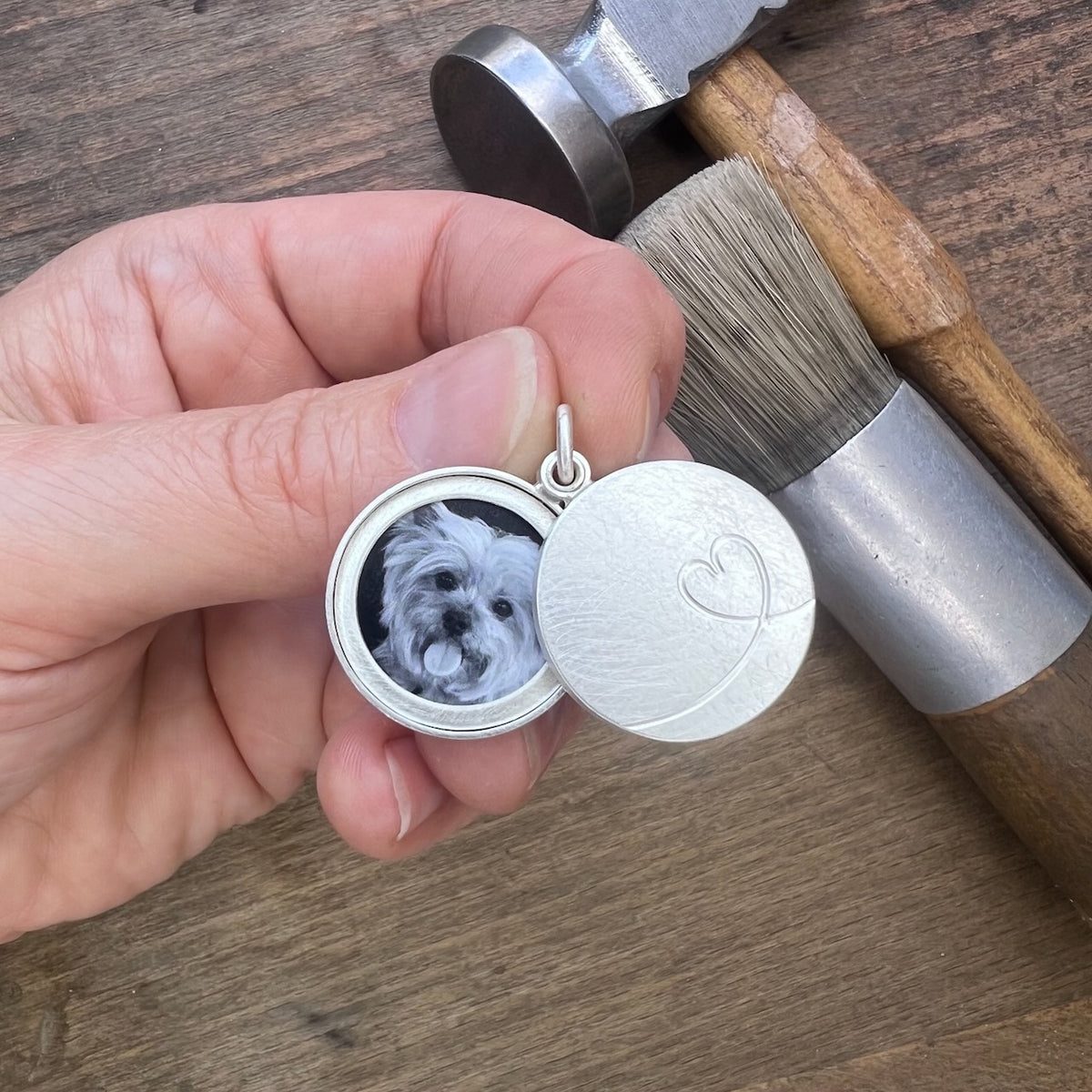 modern love locket for one picture in sterling silver