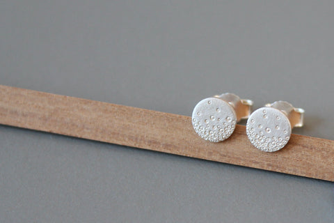 dainty elegant ear studs sterling silver with bubbles design
