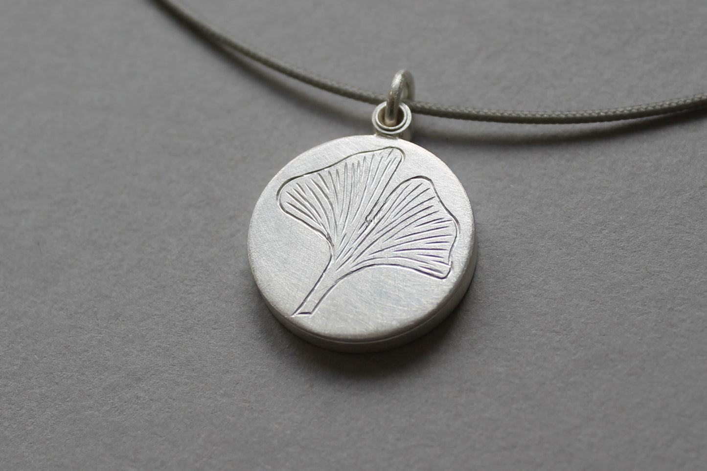 sterling silver picture locket with gingko leaf