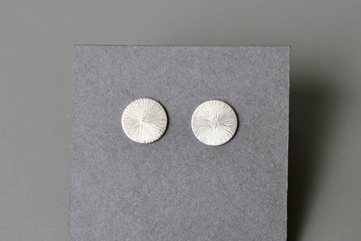 beautiful ear studs sterling silver with hammered sun design