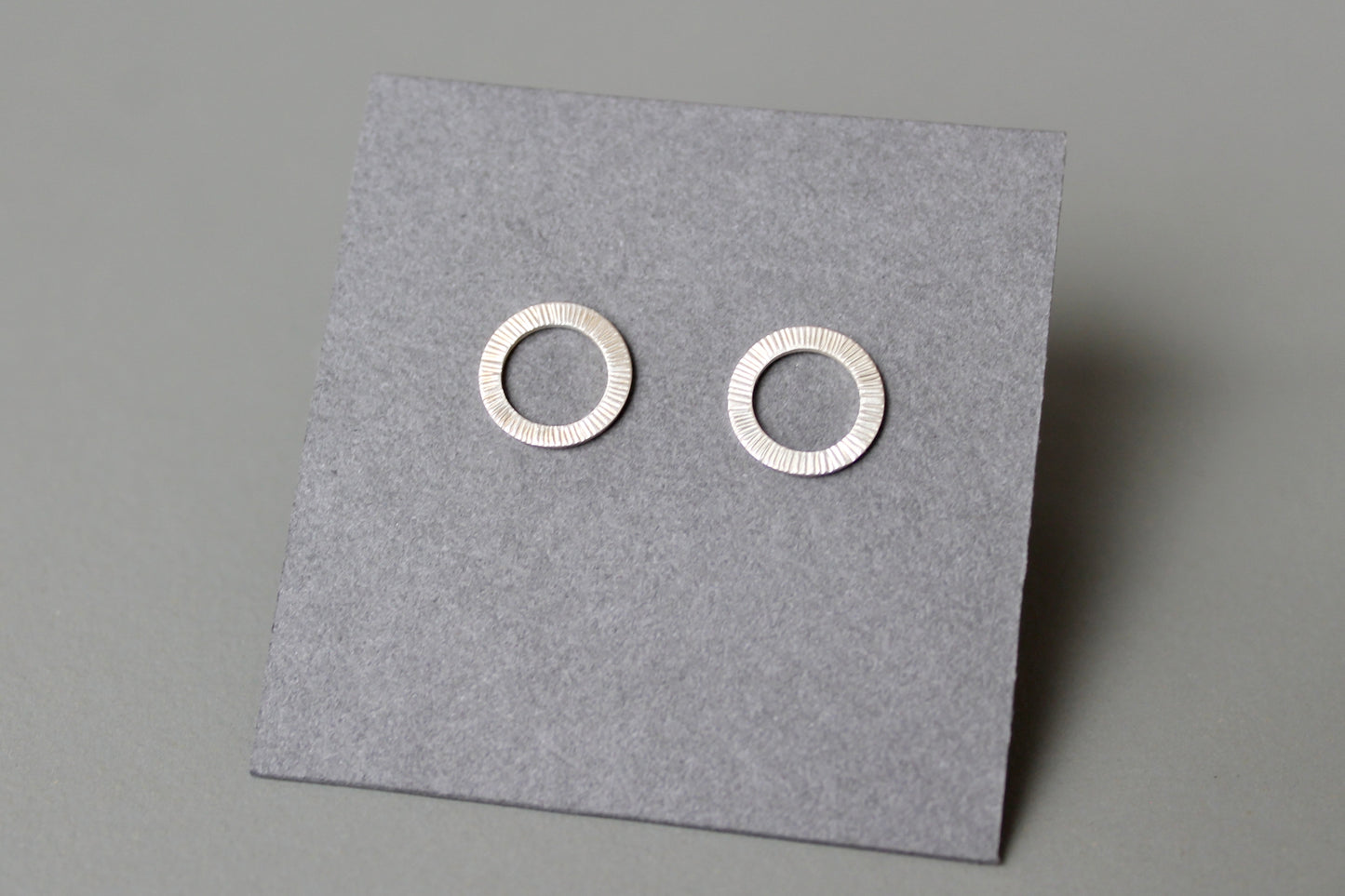 Beautiful ear studs sterling silver with hammered surface