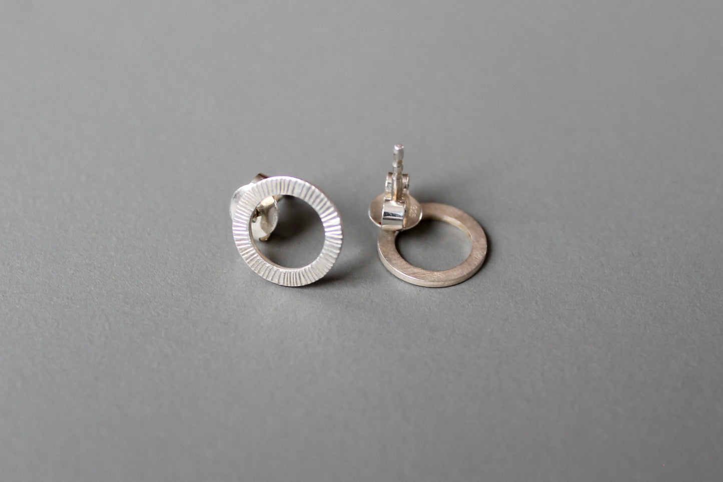 Beautiful ear studs sterling silver with hammered surface