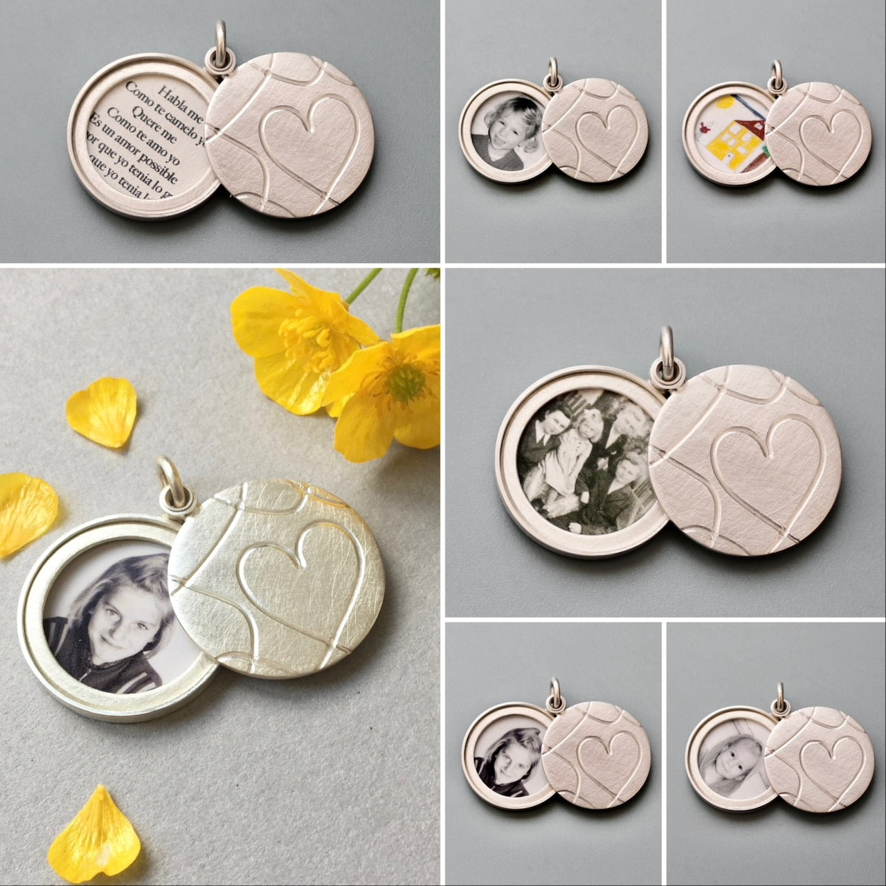 modern love locket for one picture in sterling silver with elegant heart design