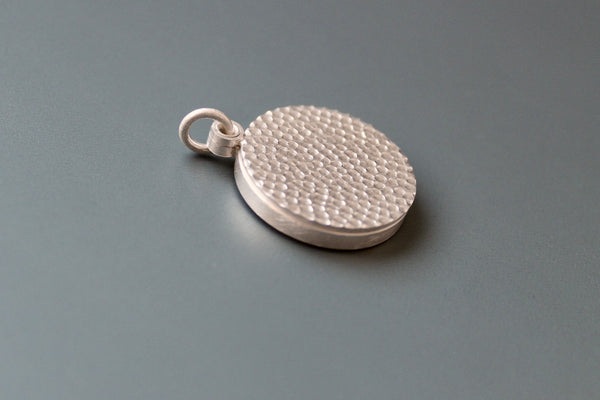 modern locket for one photo in hammered sterling silver
