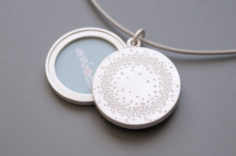 mabotte silver locket for two large photos 1000 dots design