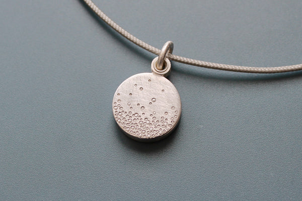 modern silver locket for one picture with bubbles design