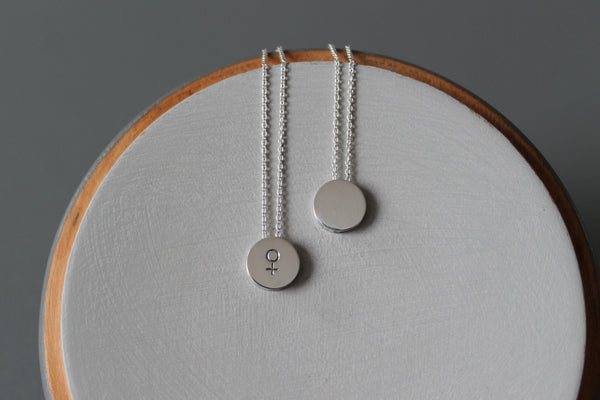 minimalist pendant necklace in sterling silver with semicolon
