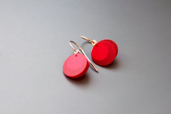 light earrings in sterling silver and red