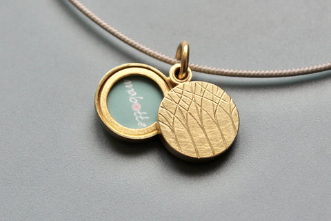 minimalistic golden locket for two small pictures