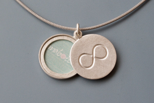 minimalist infinity locket for one picture in sterling silver