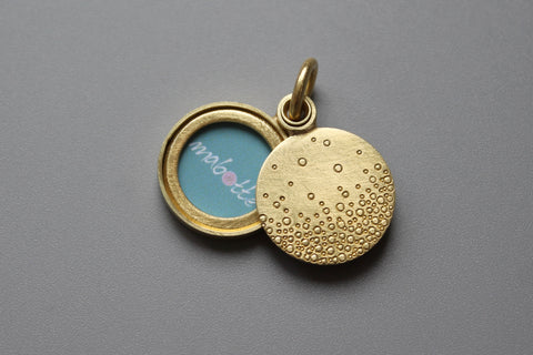 modern golden photo locket handmade locket with bubbles design