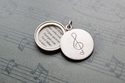 sterling silver photo locket with clef for music lovers