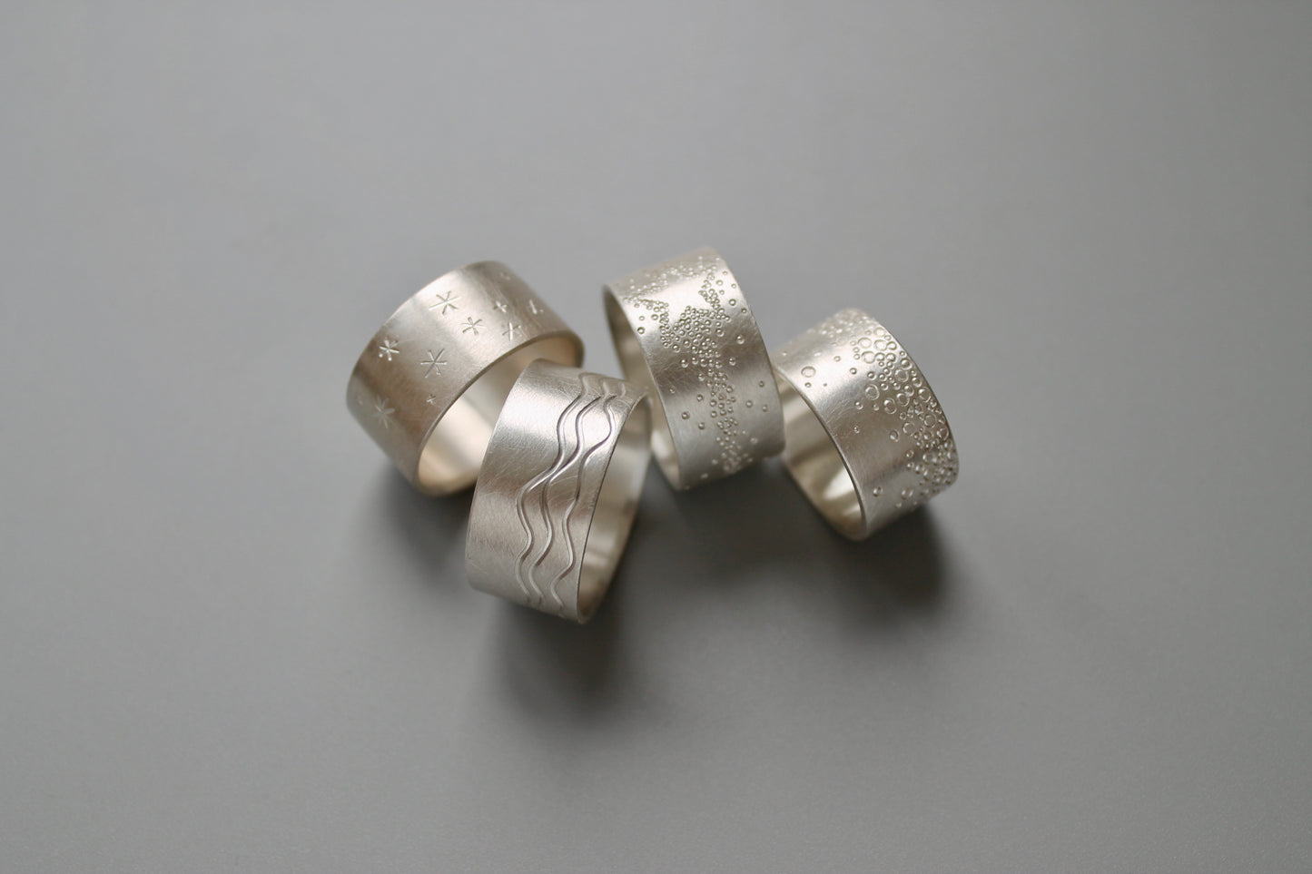 unisex Bandring aus Sterling Silber mit Luftblasen