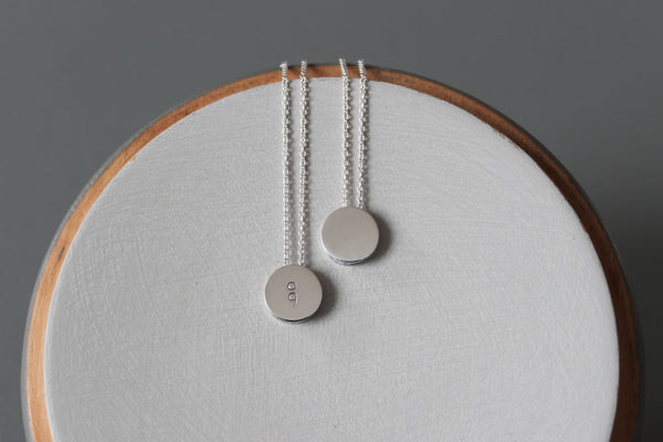 minimalist pendant necklace in sterling silver with semicolon