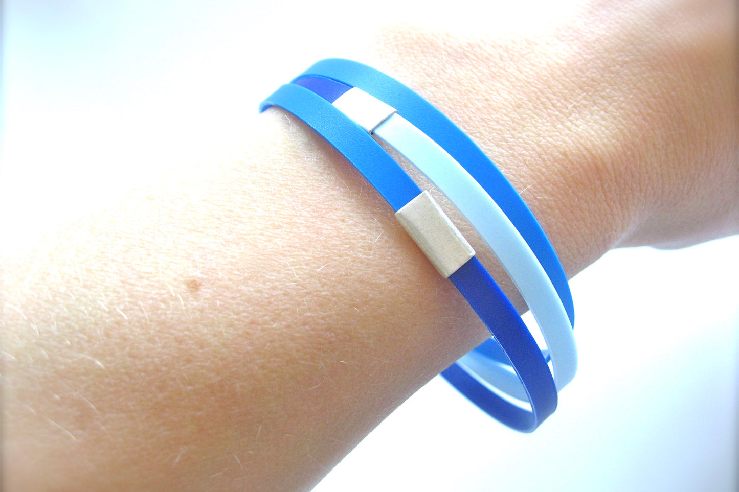 maritime blue bracelet sterling silver and polypropylene